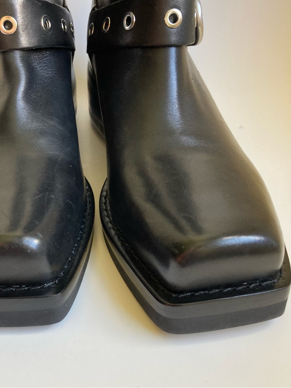 Rag & Bone Jax Black Leather Square Toe Chunky Moto Buckle Boots, NWOB Sz 39.5/9 - Picture 9 of 16